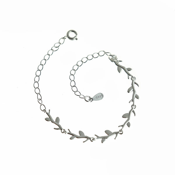 Leaf Silver Tone Chain Link Bracelet 6" Plus Extender - 5mm - Choose Your Quantity!