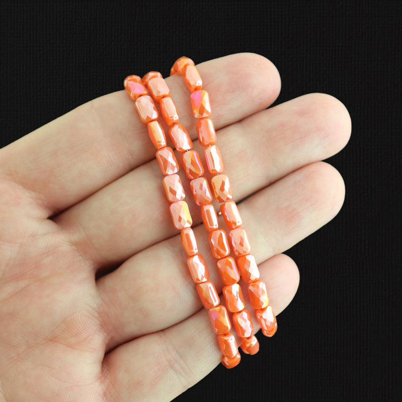 Faceted Rectangle Glass Beads - 7mm x 4mm - Electroplated - 1 Strand 80 Beads - Choose Your Color!