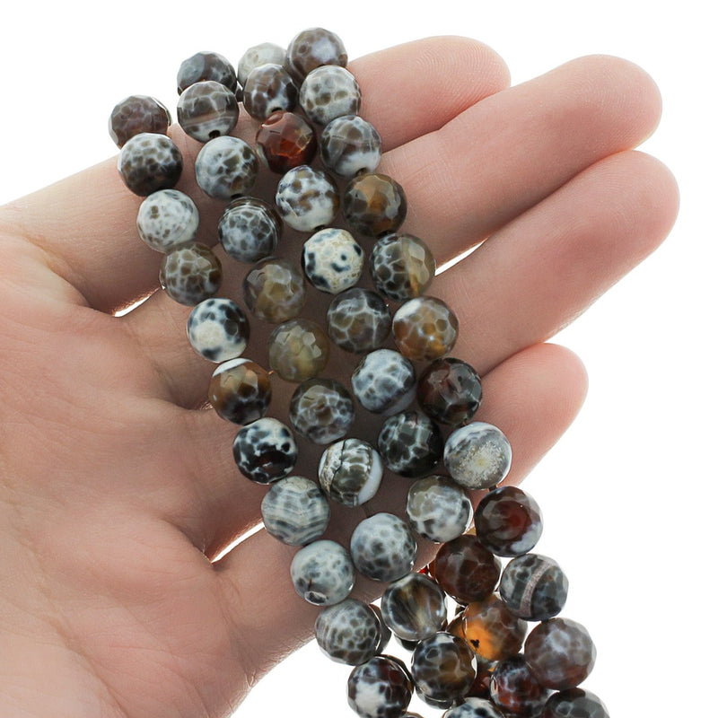 Faceted Natural Fire Agate Beads - 8mm - 1 Strand 46 Beads - Choose Your Color!