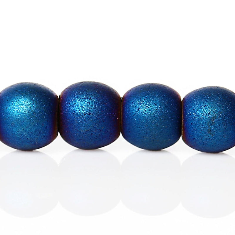 Round Natural Hematite Beads 4mm - Frosted Electroplated - 1 Strand 110 Beads - Choose Your Color!