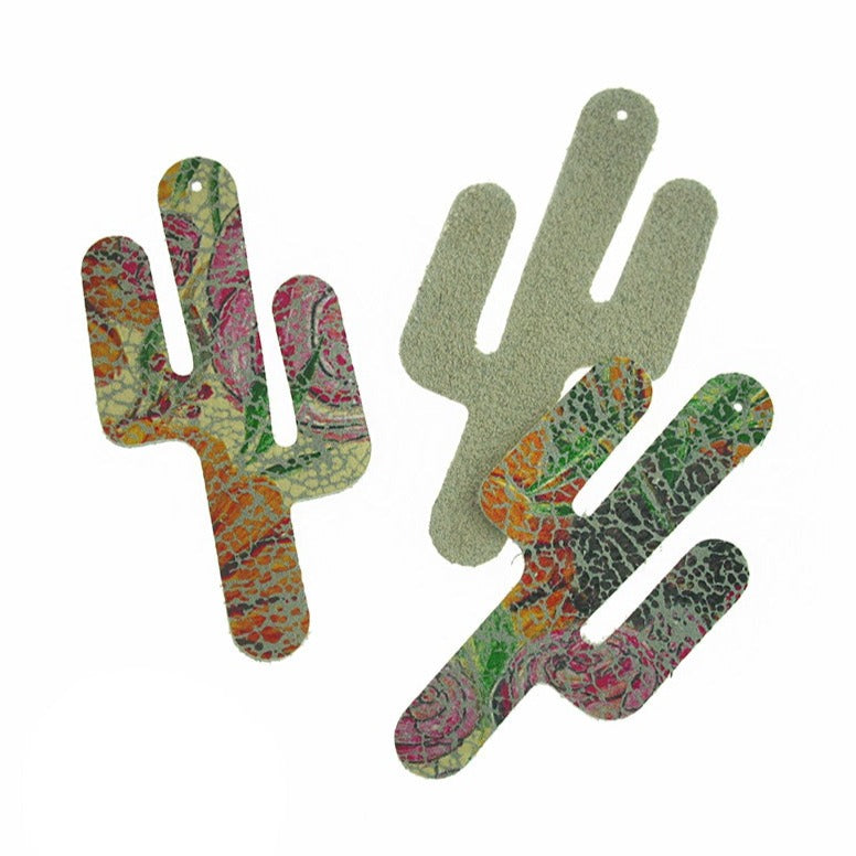 Pendentifs en Simili Cuir - Cactus Marron - 2 Pièces - LP264