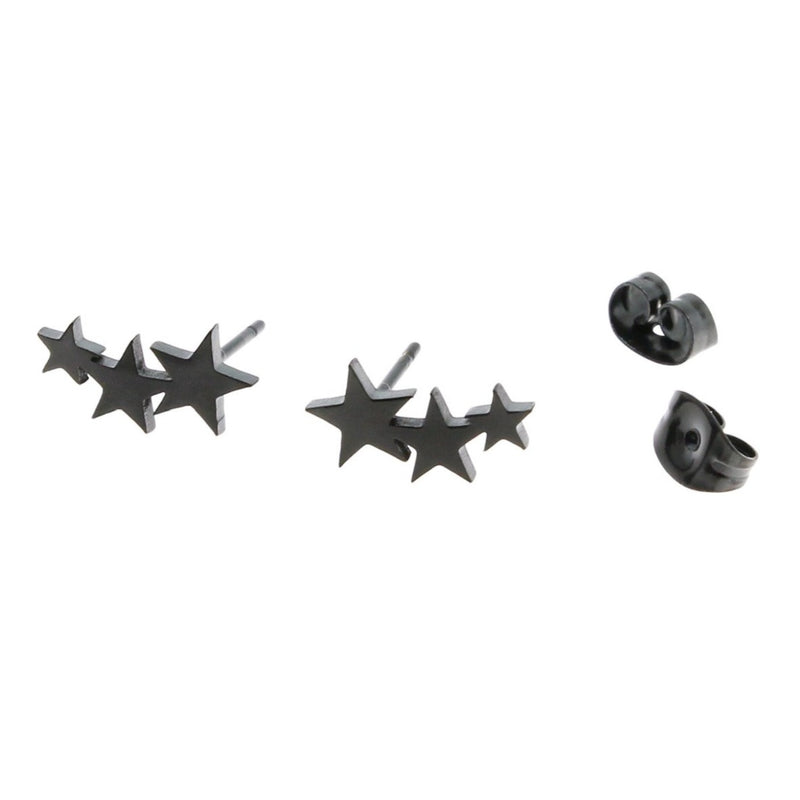 Stainless Steel Earrings - Star Studs - 12mm x 6mm - 1 Pair - Choose Your Tone!