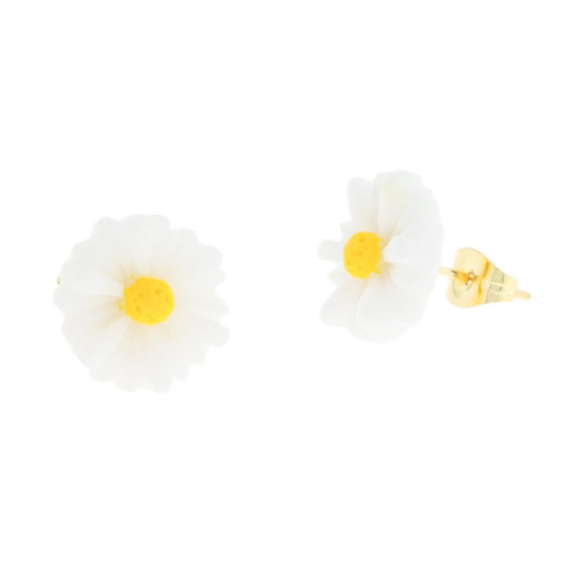 Clous d'oreilles fleur marguerite - 12mm - 2 pièces 1 paire - ER253