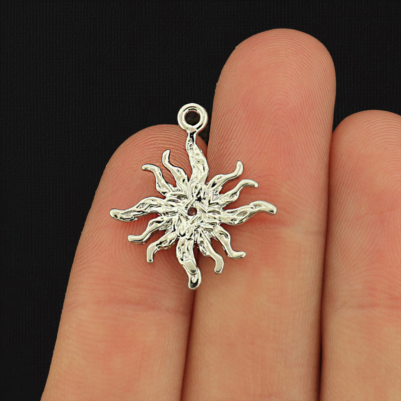 Sun Charm with Inset Rhinestone - Choose Silver or Gold!