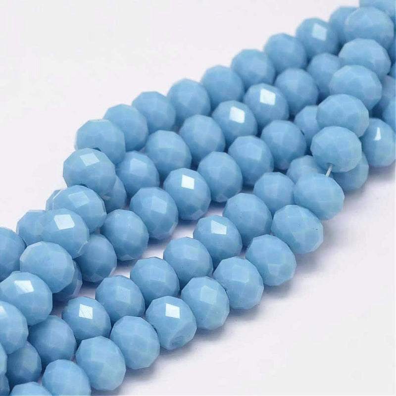 Faceted Glass Beads - 8mm x 6mm - Solid Colors - 1 Strand 64 Beads - Choose Your Color!