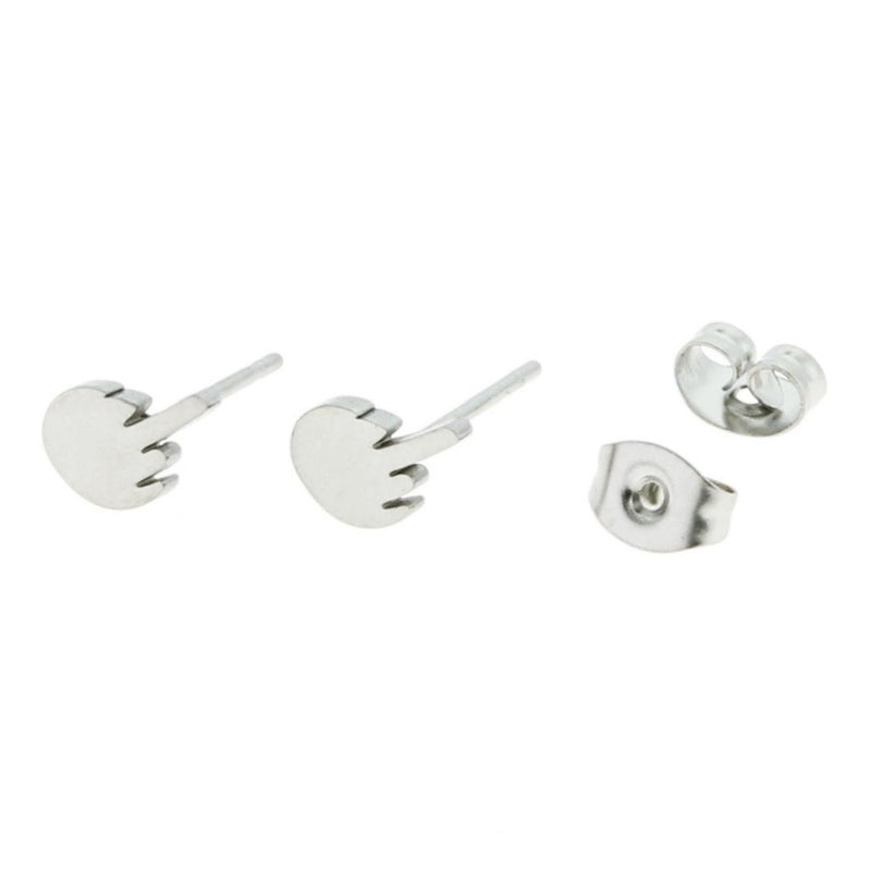 Boucles d'oreilles en acier inoxydable - clous du majeur - 8 mm x 5 mm - 2 pièces 1 paire - ER861