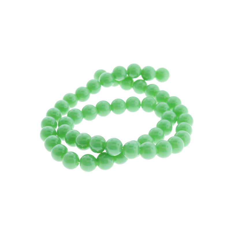 SALE Round Glass Beads 8mm - Lime Green - 1 Strand 48 Beads - LBD2496