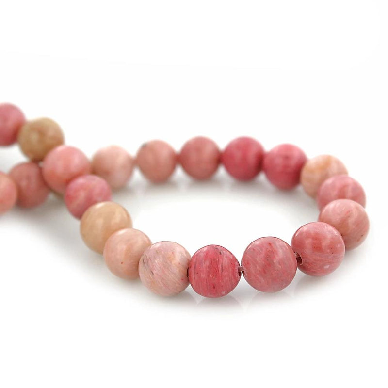 Perles Rondes en Rhodonite Naturelle 6mm - Roses Douces - 1 Rang 63 Perles - BD1549