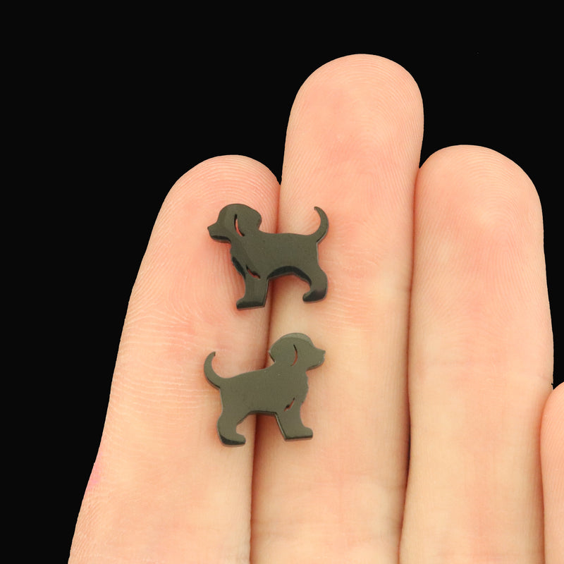 Puppy Stainless Steel Earring Studs - 1 Pair - Choose Your Tone!