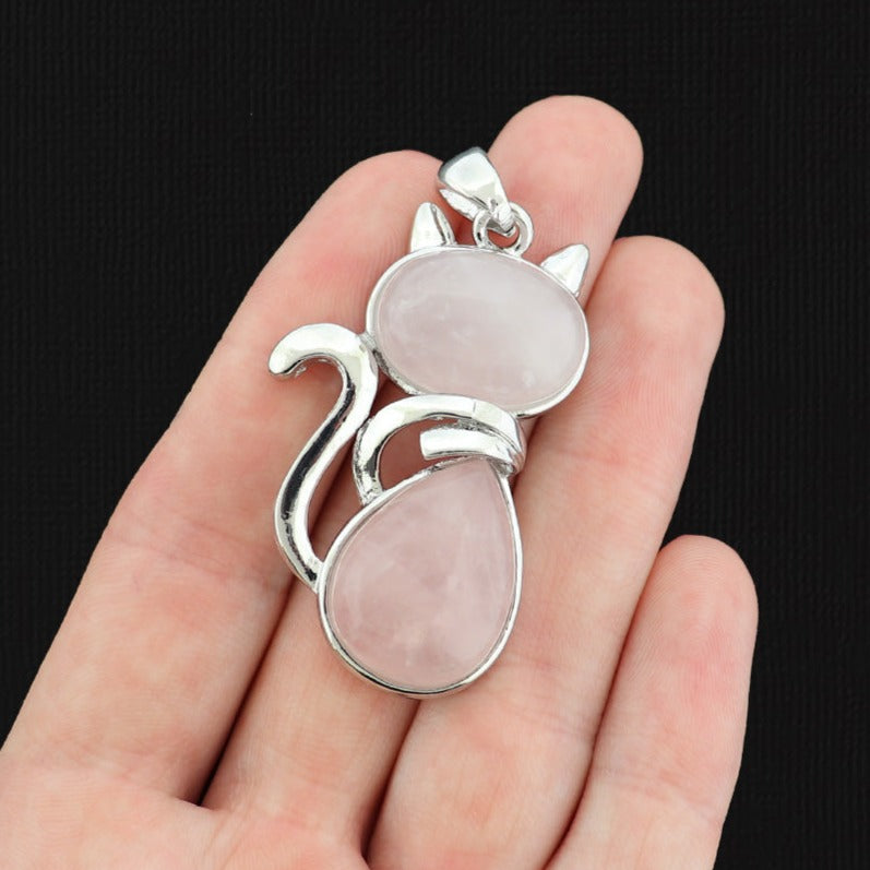 Natural Gemstone Cat Pendant - Choose Your Gemstone!