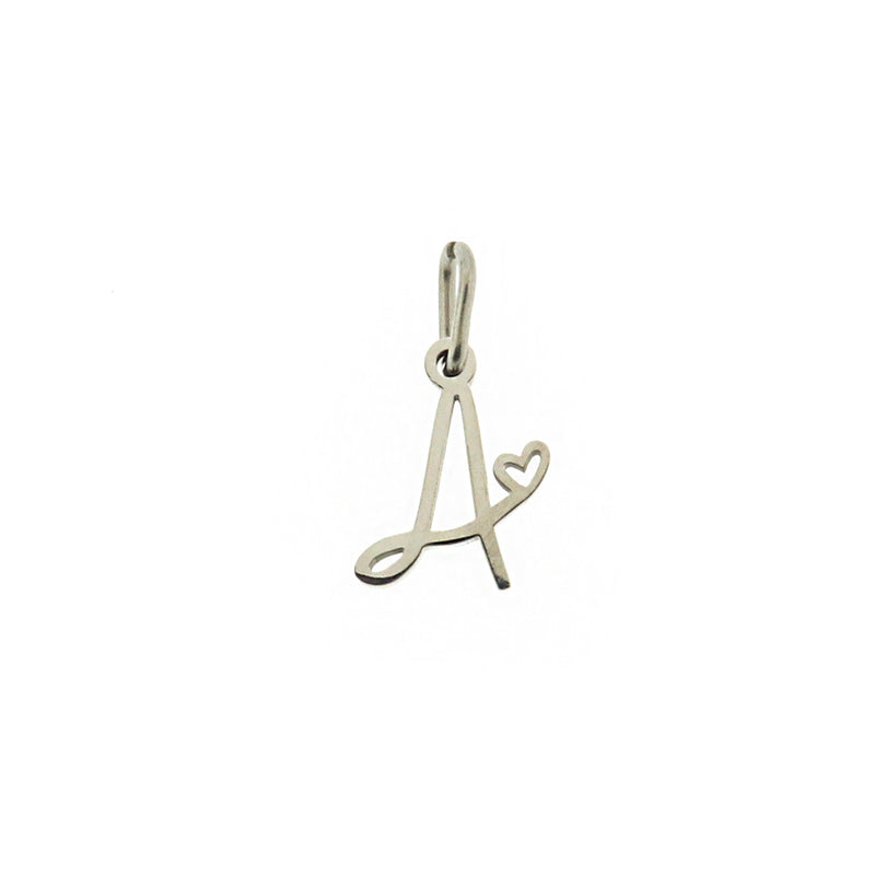 Alphabet Stainless Steel Charms with Heart - Silver or Gold - Choose Your Letter or Set!