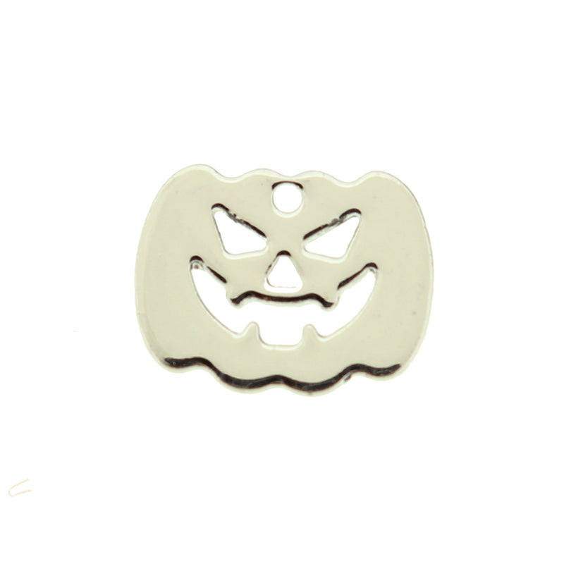 4 Pumpkin Silver Tone Charms 2 Sided - SC069