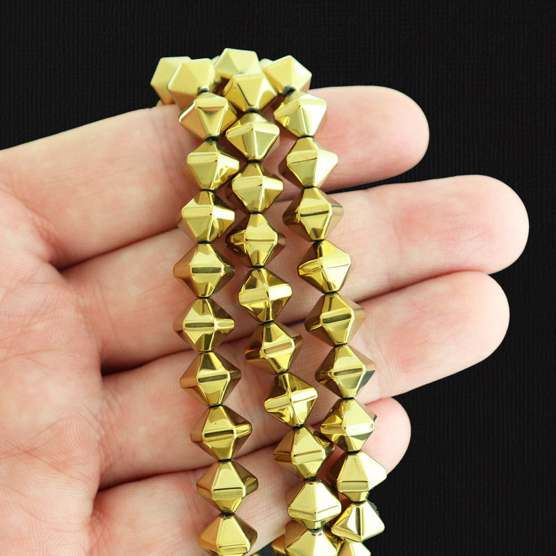 Electroplated Faceted Bicone Synthetic Hematite Beads - 10mm x 8mm - Choose Your Color!