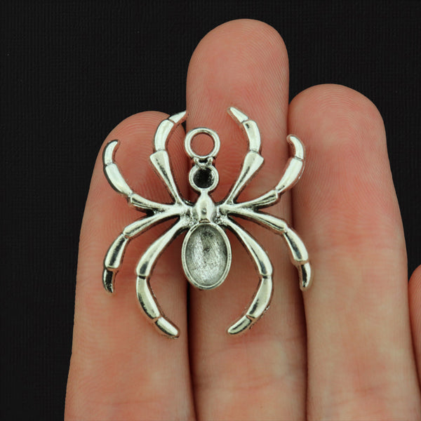 4 Spider Antique Silver Tone Charms - SC777