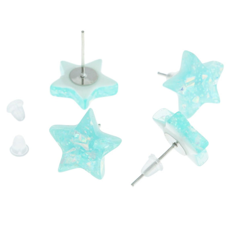 Resin Earrings - Sequin Star Studs - 14mm - Choose Your Color!