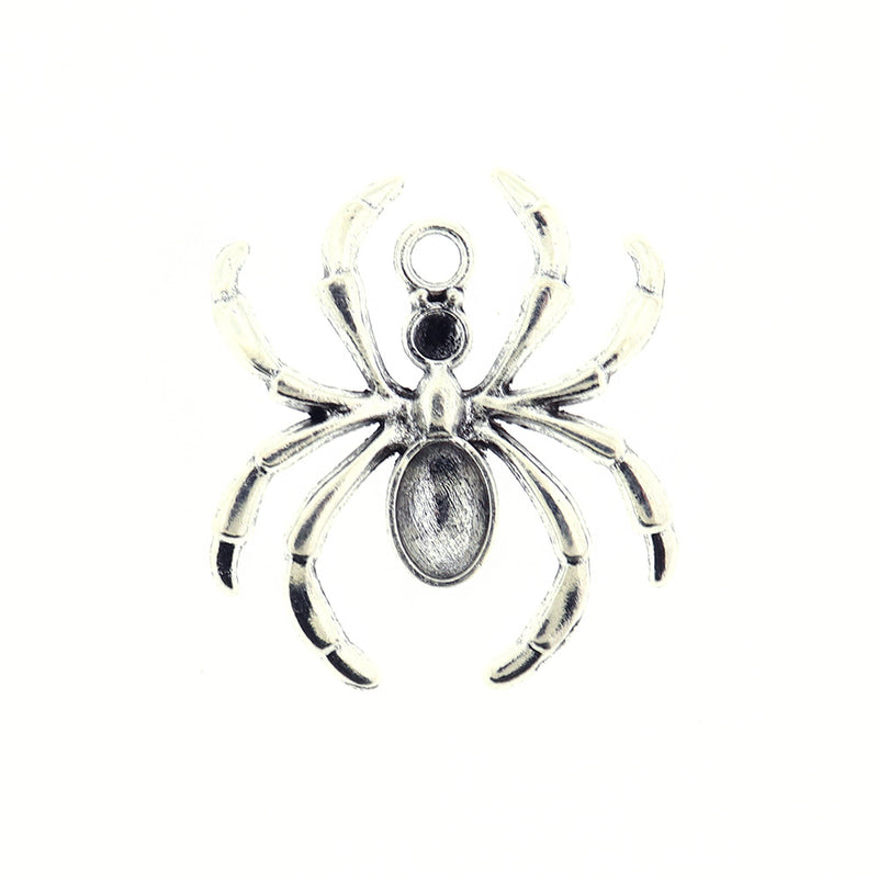 4 Spider Antique Silver Tone Charms - SC777