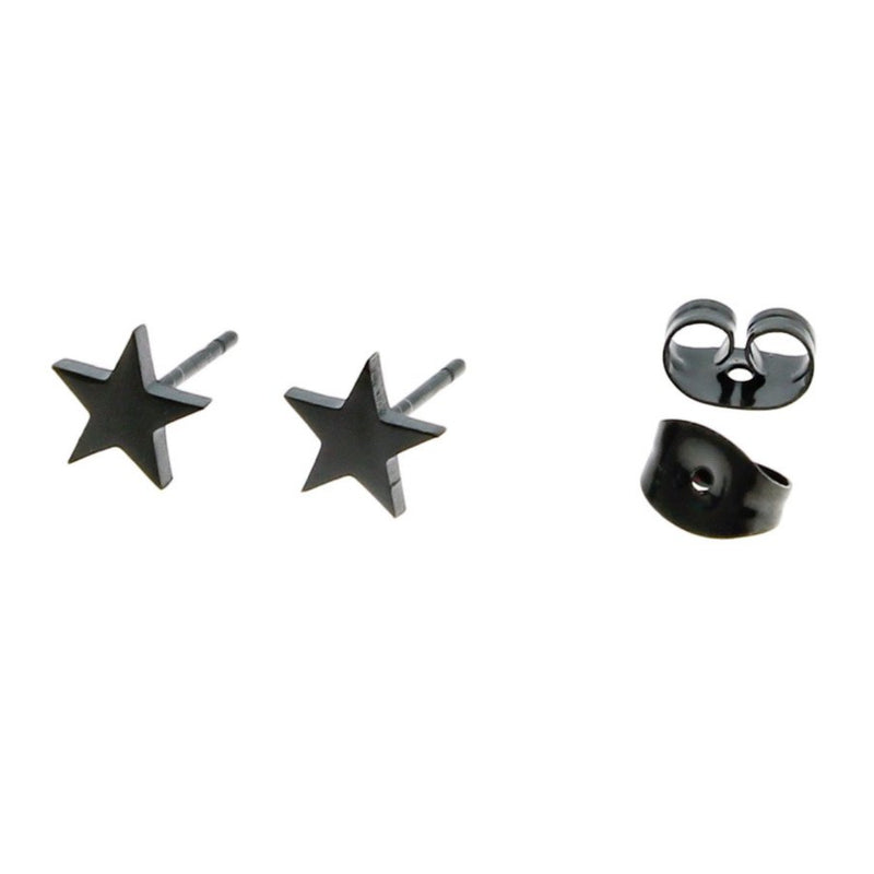 Stainless Steel Earrings - Star Studs - 8mm x 8mm - 1 Pair - Choose Your Tone!