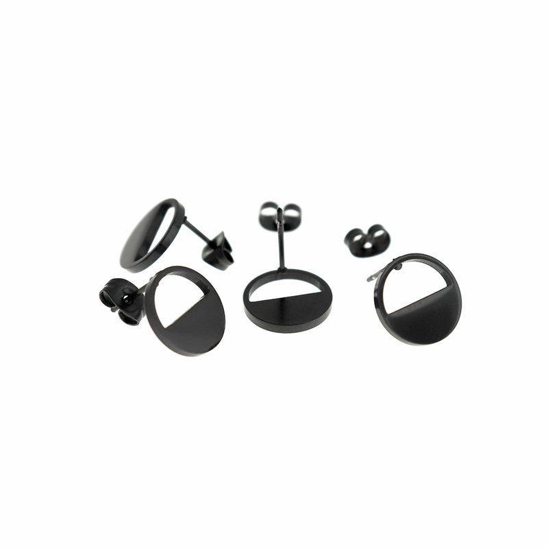 Boucles d'Oreilles en Acier Inoxydable - Clous Demi-Cercle - 12mm - 2 Pièces 1 Paire - ER823