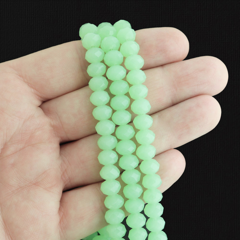 Faceted Glass Beads - 8mm x 6mm - Solid Colors - 1 Strand 64 Beads - Choose Your Color!