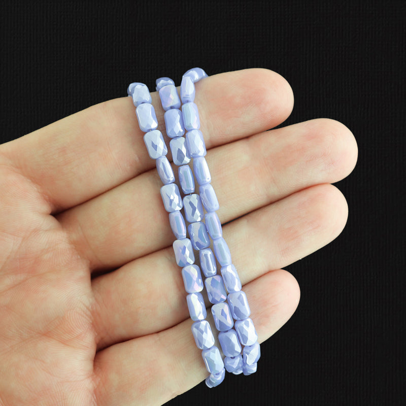 Faceted Rectangle Glass Beads - 7mm x 4mm - Electroplated - 1 Strand 80 Beads - Choose Your Color!