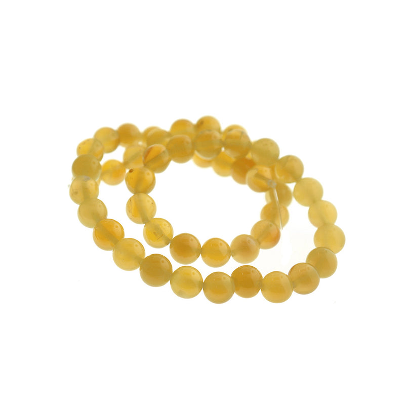 Round Natural Agate Beads 8mm - Cloud Yellow - 1 Strand 48 Beads - BD1725