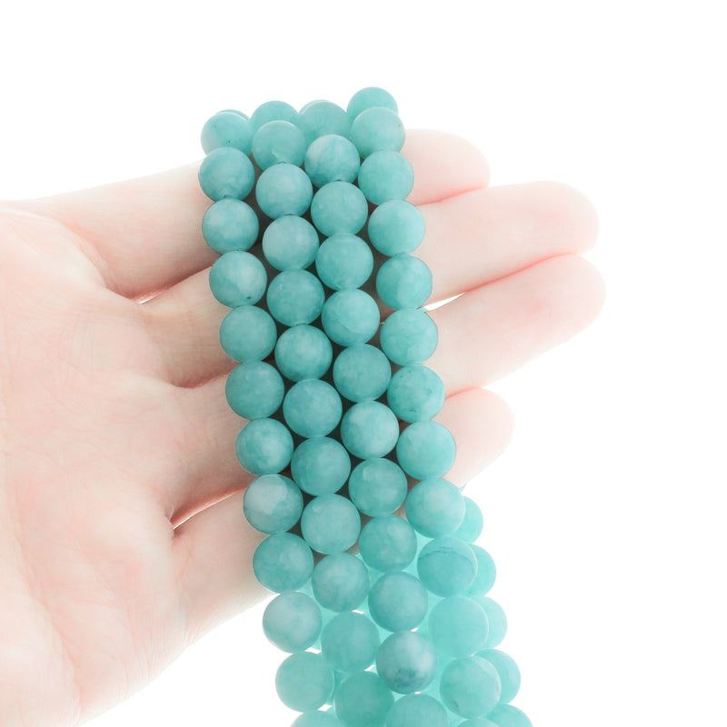 Round Frosted Natural Jade Beads 8mm - 1 Strand 46 Beads - Choose Your Color!