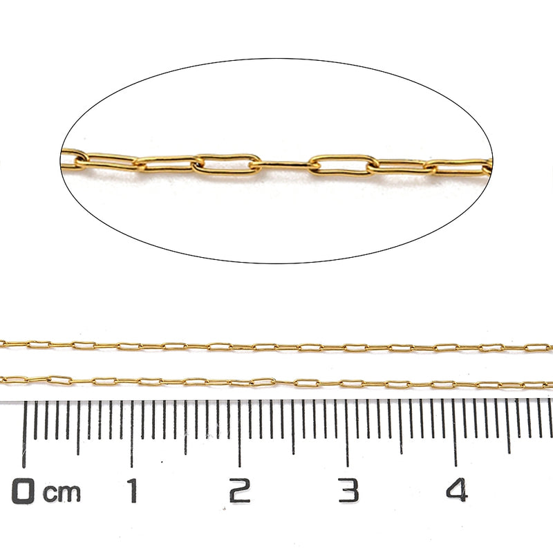 Thin Gold Stainless Steel Paperclip Chain - Per Foot - Choose Your Thickness!