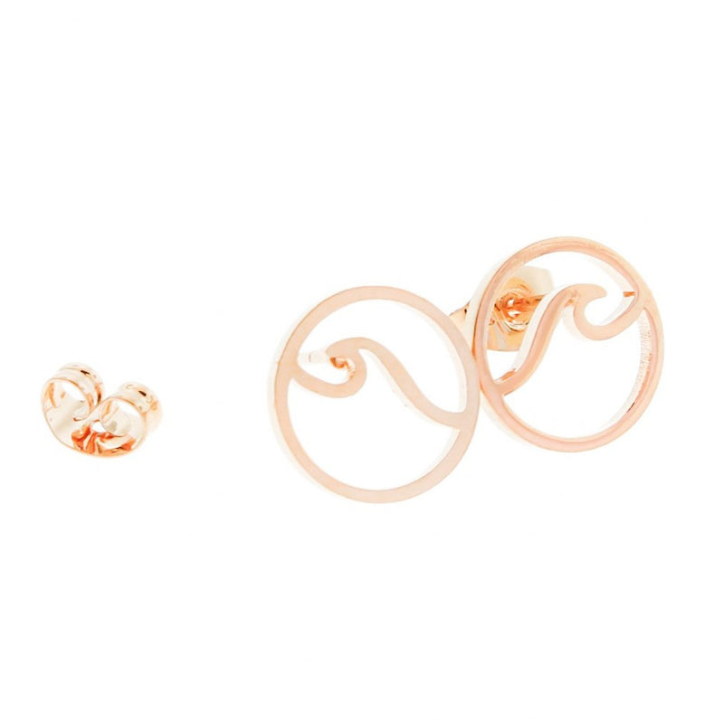 Boucles d'Oreilles en Acier Inoxydable Doré - Clous Vague - 12mm x 12mm - 2 Pièces 1 Paire - ER034