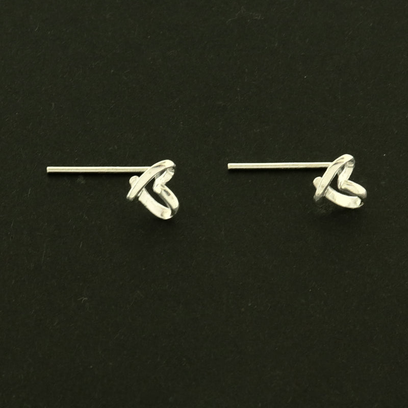 Heart Sterling Silver Earrings - Heart Stud - 6mm x 12mm  - 2 Pieces 1 Pair - ST282