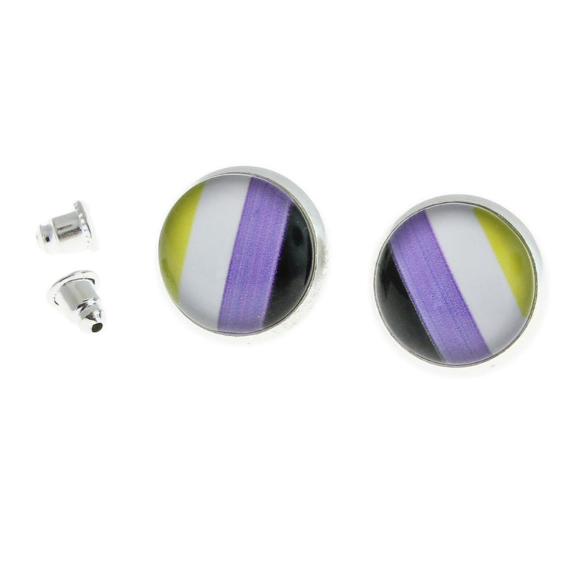 Stainless Steel Earrings - Pride Studs - 15mm - 1 Pair - Choose Your Pattern!