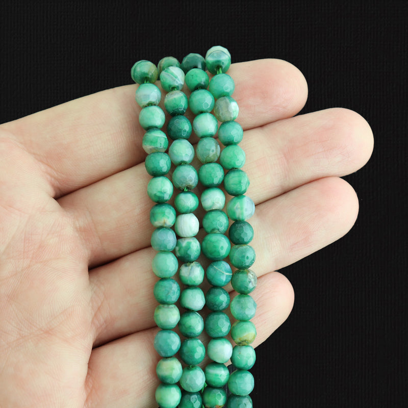 Faceted Natural Agate Beads - Green Tones - 6mm - 1 Strand 62 Beads - Choose Your Color!