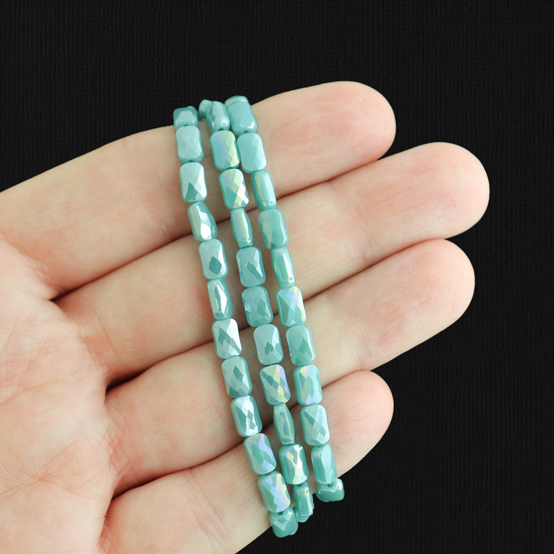 Faceted Rectangle Glass Beads - 7mm x 4mm - Electroplated - 1 Strand 80 Beads - Choose Your Color!