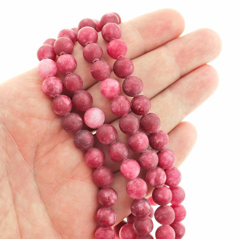 Round Frosted Natural Jade Beads 8mm - 1 Strand 46 Beads - Choose Your Color!