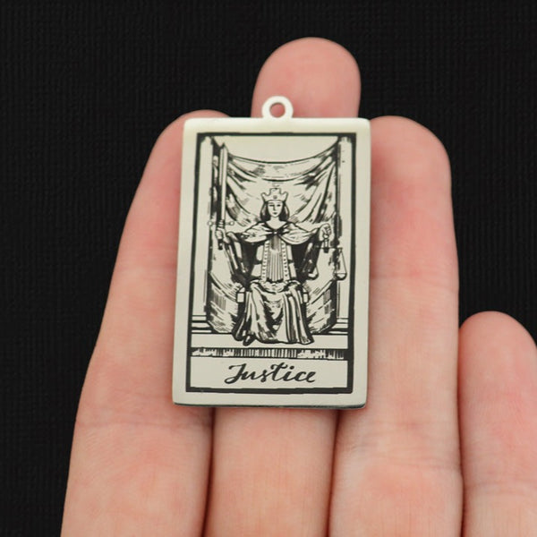 Justice Tarot Card Titanium Steel Charm - SSP639