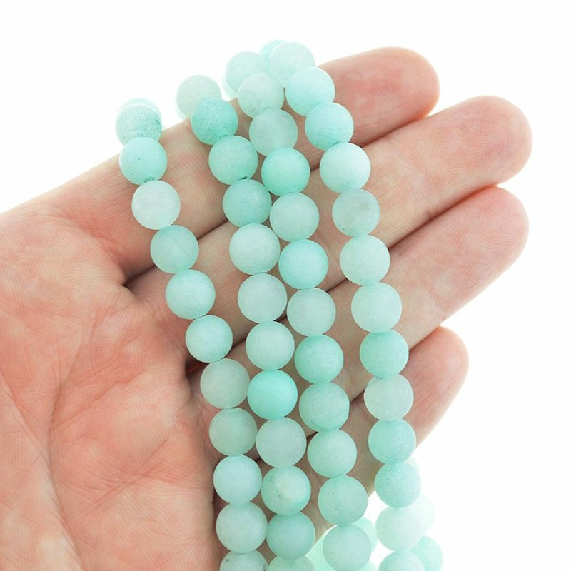 Round Frosted Natural Jade Beads 8mm - 1 Strand 46 Beads - Choose Your Color!