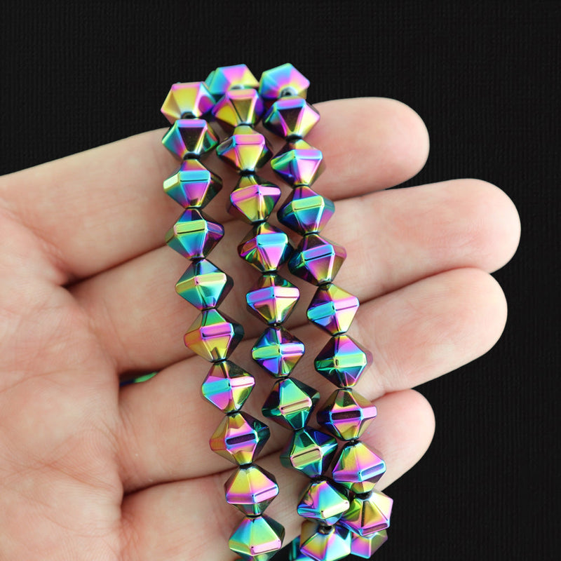 Electroplated Faceted Bicone Synthetic Hematite Beads - 10mm x 8mm - Choose Your Color!