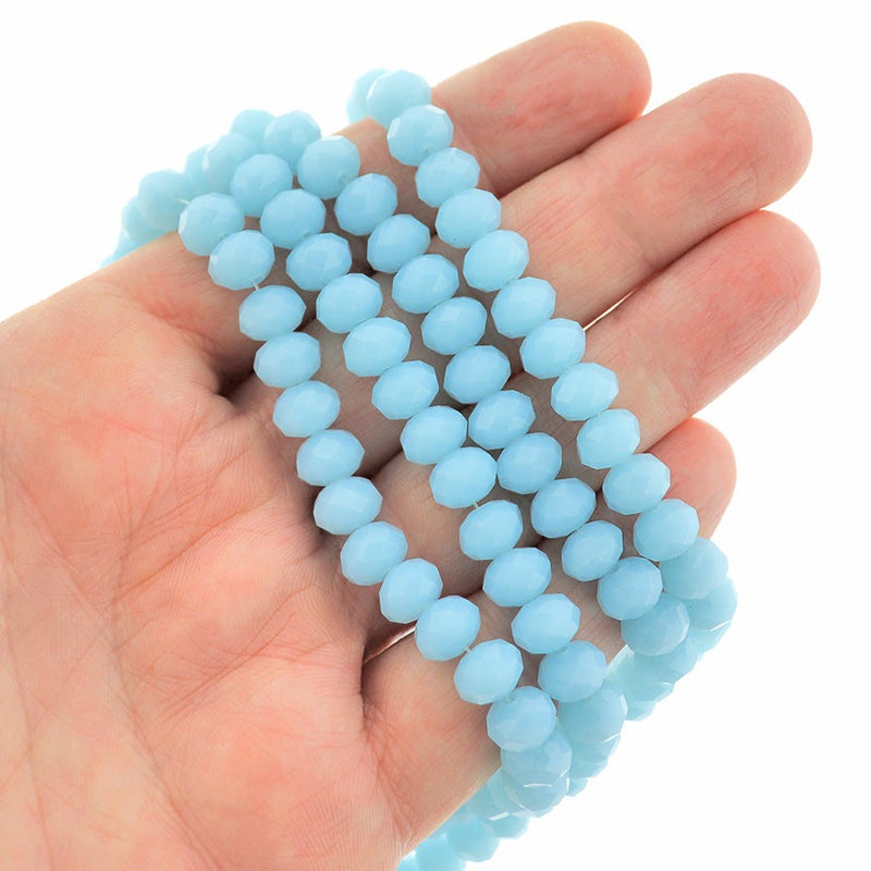 Faceted Glass Beads - 8mm x 6mm - Solid Colors - 1 Strand 64 Beads - Choose Your Color!