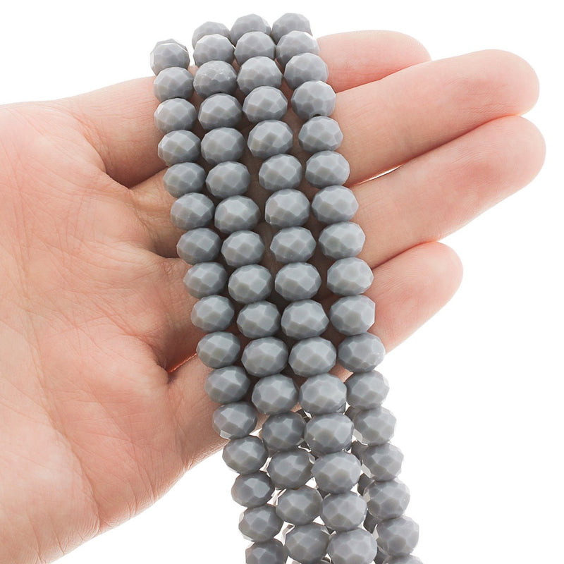 Faceted Glass Beads - 8mm x 6mm - Solid Colors - 1 Strand 64 Beads - Choose Your Color!