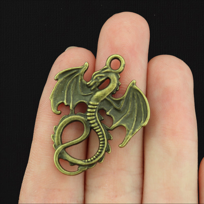 4 Dragon Antique Bronze Tone Charms - BC005