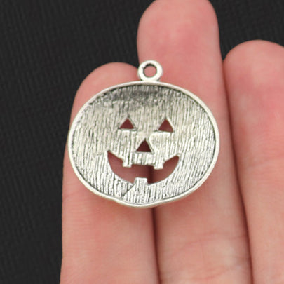 5  Pumpkin Halloween Antique Silver Tone Charms - SC725