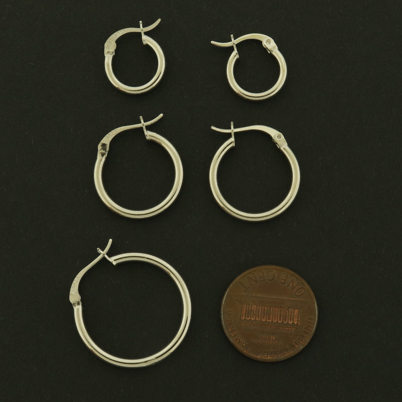 Sterling Silver Leverback Earrings - Hoop Style - 1 Pair - Choose Your Size!