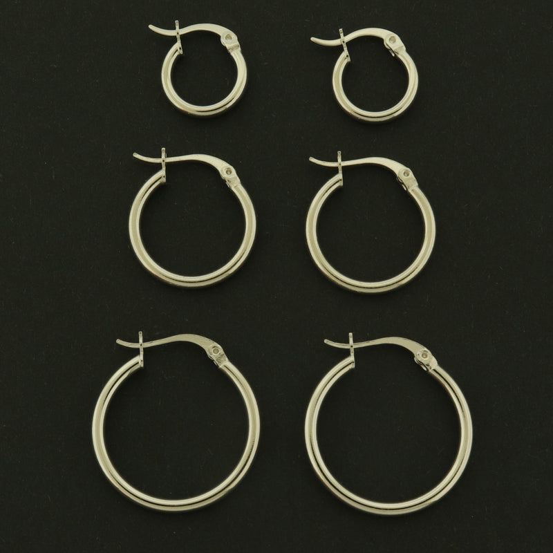 Sterling Silver Leverback Earrings - Hoop Style - 1 Pair - Choose Your Size!