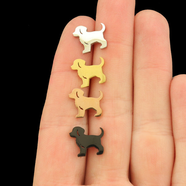 Puppy Stainless Steel Earring Studs - 1 Pair - Choose Your Tone!