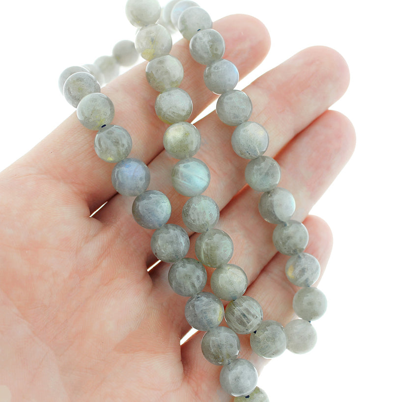 Perles rondes en labradorite naturelle 4 mm - 8 mm - Choisissez votre taille - Gris - 1 brin complet de 15 po - BD1847