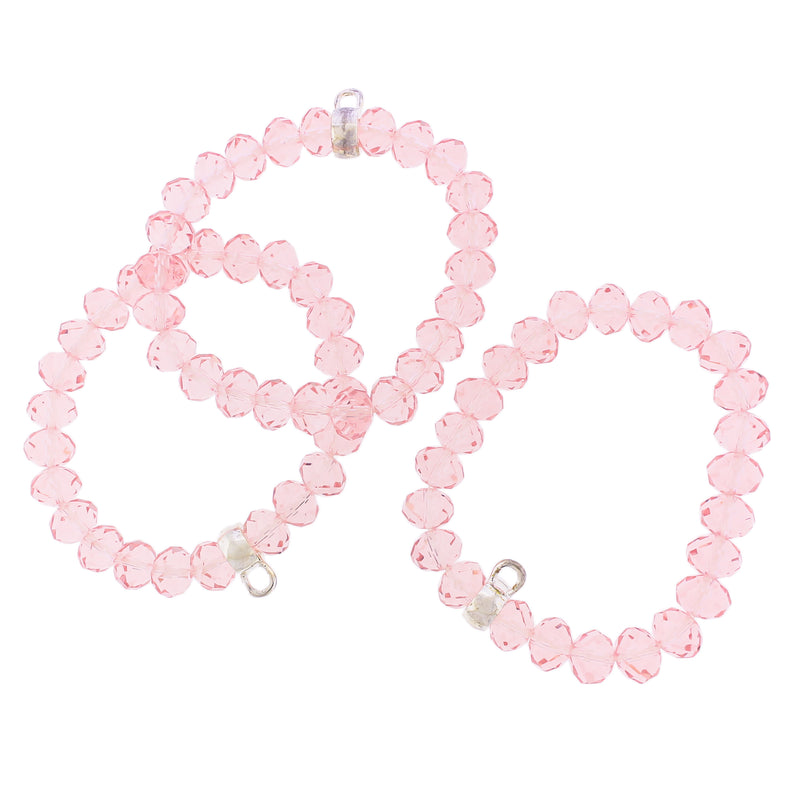 Bracelet Perles de Verre Facettes 51mm - Rose Pétale - 1 Bracelet - BB166