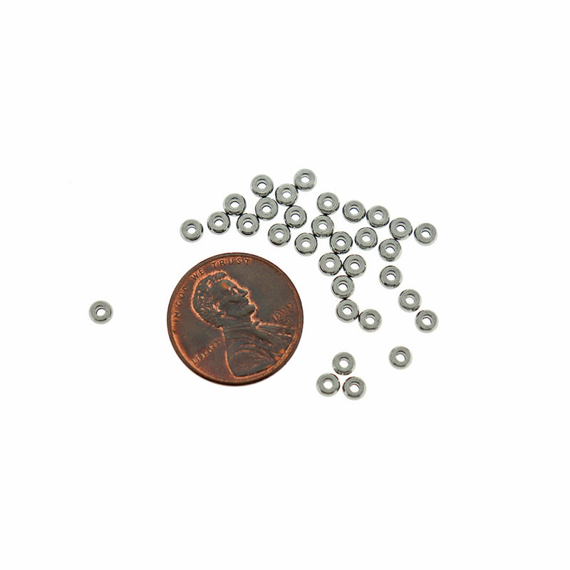 25 Flat Round Stainless Steel Spacer Beads - Choose Your Size!