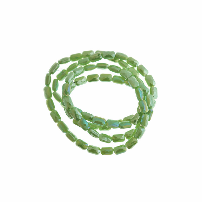 Faceted Rectangle Glass Beads - 7mm x 4mm - Electroplated - 1 Strand 80 Beads - Choose Your Color!