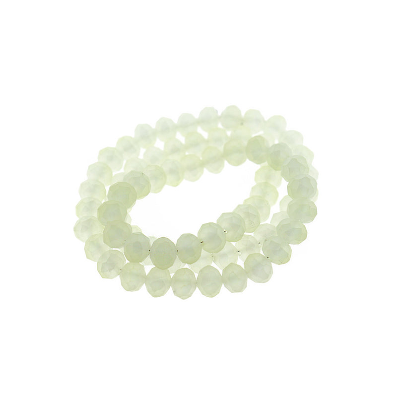 Perles de Verre Rondes 8mm x 6mm - Menthe Électrolytique Givrée - 1 Rang 72 Perles - BD2449