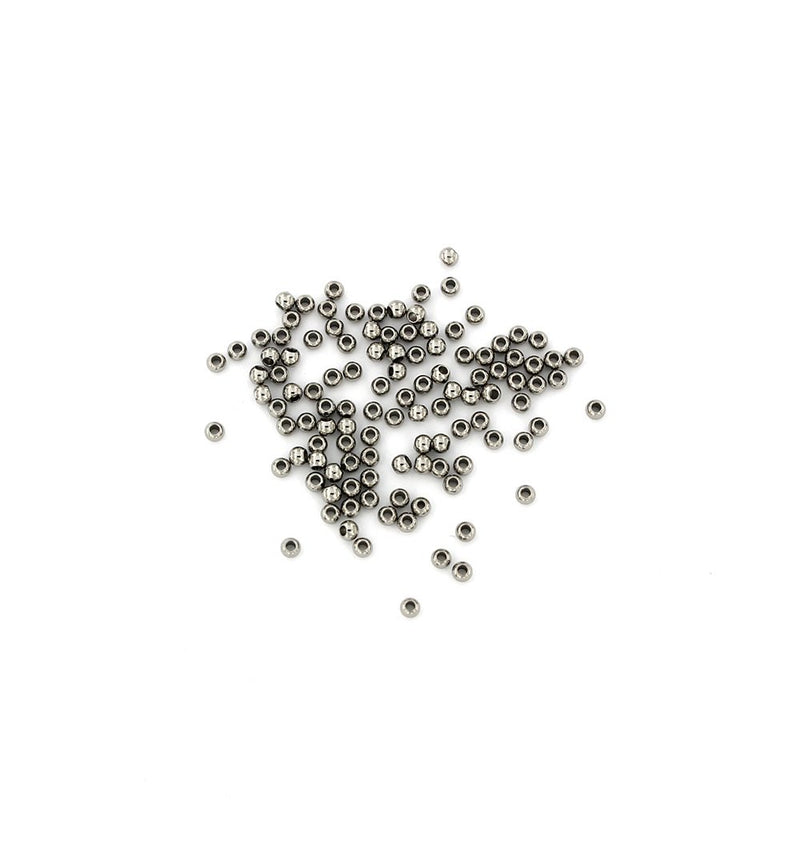 Round Stainless Steel Spacer Beads 2.5mm x 2mm - Silver Tone - 100 Beads - FD670