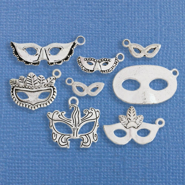 Mask Charm Collection Ton argent antique 8 breloques différentes - COL201